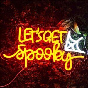 Halloween Neon Sign Let's Get Spooky Neon Lights for Halloween Decoration Spider